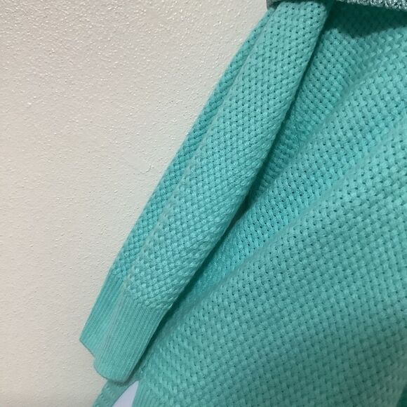 Teal Retro Wintercore Cabincore Holiday Feminine Winter Sparkly Knit Sweater XS - Picture 9 of 16